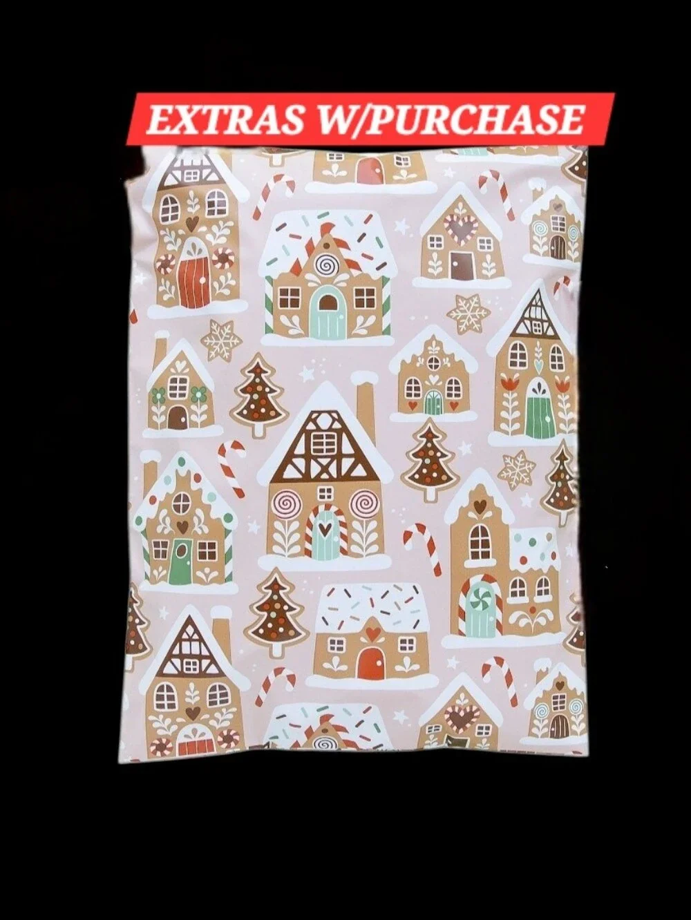 15ct. 14x17 Gingerbread House Polymailers, Random Thank You Cards/Stickers